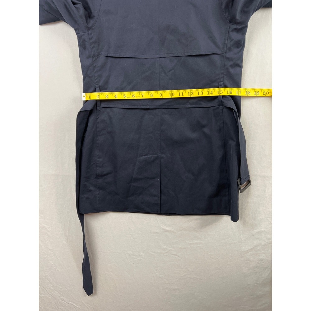 Burberry Trench Coat Women 4* Navy Blue Nova Check Belted Made In England - Picture 9 of 15